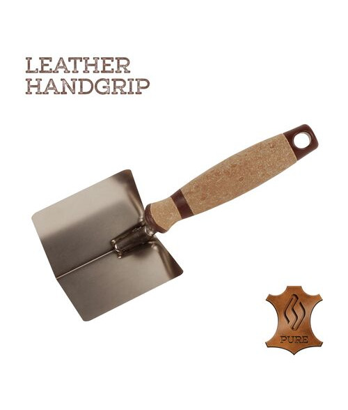 Truelle inox angle rentrant 80 × 60 mm – Manche cuir